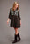Stetson Womens Floral Peasant Brown 100% Rayon L/S Dress