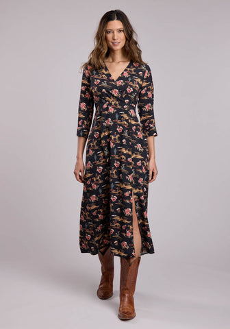 Stetson Womens Brushed Night Ride Black 100% Rayon S/S Dress