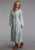 Stetson Womens 1986 Mandala Print Aqua 100% Rayon L/S Dress