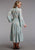Stetson Womens 1986 Mandala Print Aqua 100% Rayon L/S Dress
