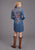Stetson Womens Lavis Embroidery Shirt Dark Denim 100% Cotton L/S Dress