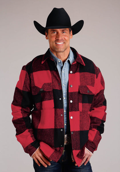 Stetson Mens Buffalo Plaid Red/Black Wool Blend Coat – The Western