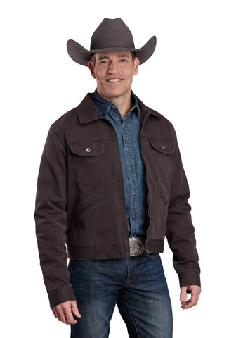 Stetson Mens Plaid Lined Heavy Twill Grey 100% Cotton Cotton Jacket