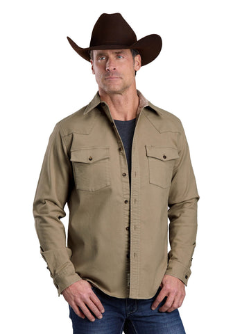 Stetson Mens Western Shirt Tan 100% Cotton Cotton Jacket