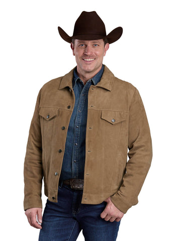 Stetson Mens Jean Style Tan Suede Leather Jacket
