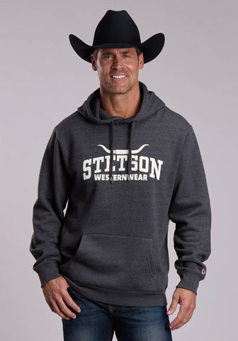 Stetson Mens Longhorn Logo Black Poly/Rayon Hoodie