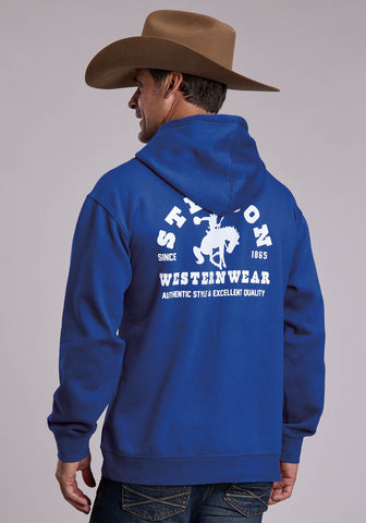 Stetson Mens Full Back Bronc Rider Royal Blue Cotton Blend Hoodie