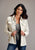 Stetson Womens 1761 Windowpane Plaid Cream Wool Blend Wool Jacket
