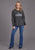 Stetson Womens Star Screenprint Heather Black Cotton Blend Pullover Sweater