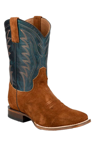 Stetson Mens Tripp Burnish Blue/Brown Leather Cowboy Boots