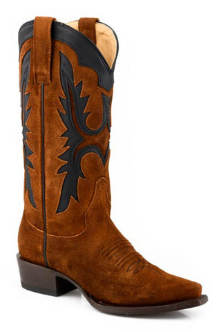 Stetson Womens Cheyenne Ginger/Black Suede 13in Cowboy Boots