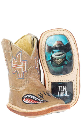 Tin Haul Infant Unisex Crunch Time Teething Brown Leather Cowboy Boots