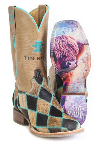 Tin Haul Womens Good In Men Pet Me Brown Leather 11in Cowboy Boots