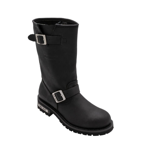 RideTecs Mens Black 13in Engineer Boot Full Grain Leather Motorcycle