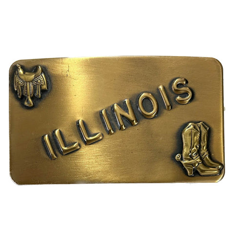 Rockmount Mens Vintage Illinois State Nickel Metal Belt Buckle
