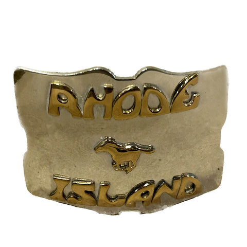Rockmount Mens Vintage Rhode Island State Nickel Metal Belt Buckle