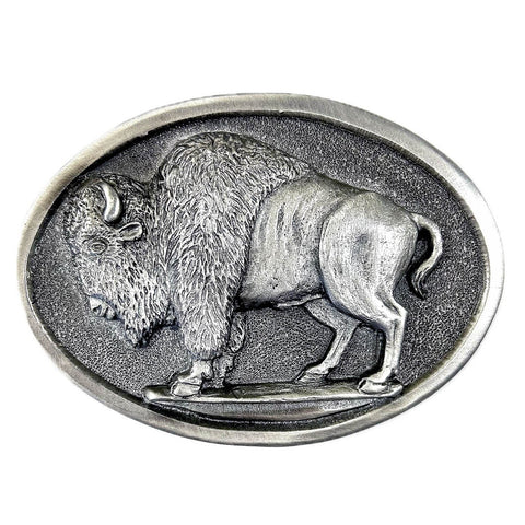 Rockmount Mens Buffalo Oval Western Gray Pewter Belt Buckle