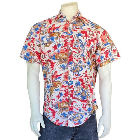 Rockmount Mens Hawaiian Print Red 100% Cotton S/S Shirt