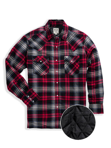 Ely and Walker Mens Western Quilted Flannel Red/Black 100% Cotton Cotton Jacket
