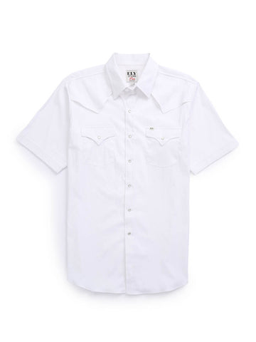 Ely and Walker Mens Pro Western Vented White Poly/Nylon S/S Shirt
