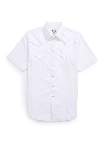 Ely and Walker Mens Pro Western Vented White Poly/Nylon S/S Shirt