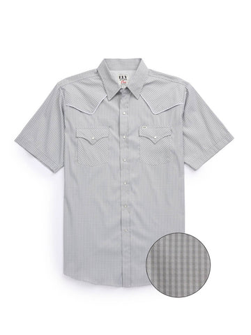 Ely and Walker Mens Pro Western Vented Piping Gray Poly/Nylon S/S Shirt