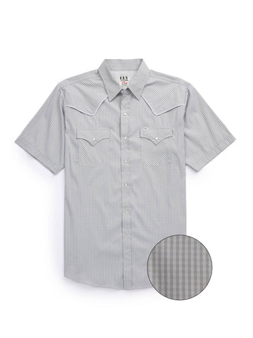 Ely and Walker Mens Pro Western Vented Piping Gray Poly/Nylon S/S Shirt