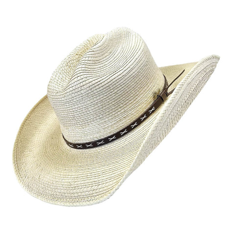 Rockmount Unisex X Band Rolled Western Natural Palm Cowboy Hat