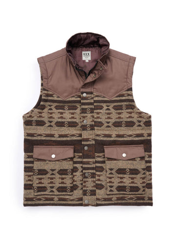 Ely and Walker Mens Western Snap Brown 100% Polyester Puffer Vest