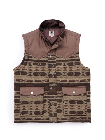 Ely and Walker Mens Western Snap Brown 100% Polyester Puffer Vest