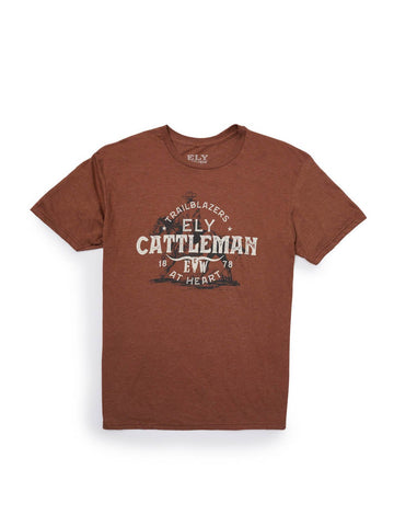 Ely and Walker Mens Trailblazers at Heart Chocolate Cotton Blend S/S T-Shirt