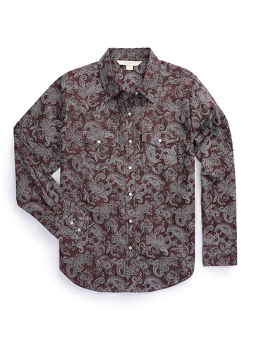 Ely and Walker Womens Western Paisley Print Burgundy 100% Cotton L/S Shirt
