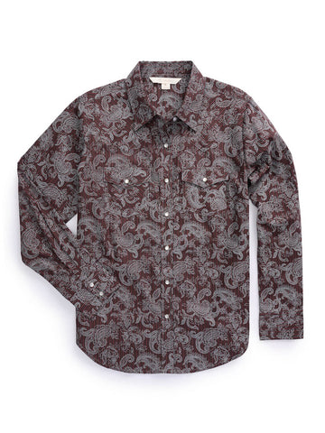 Ely and Walker Womens Western Paisley Print Burgundy 100% Cotton L/S Shirt