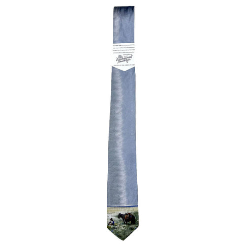 Rockmount Unisex Sagebrush Picnic by Teal Blake Blue 100% Silk Necktie