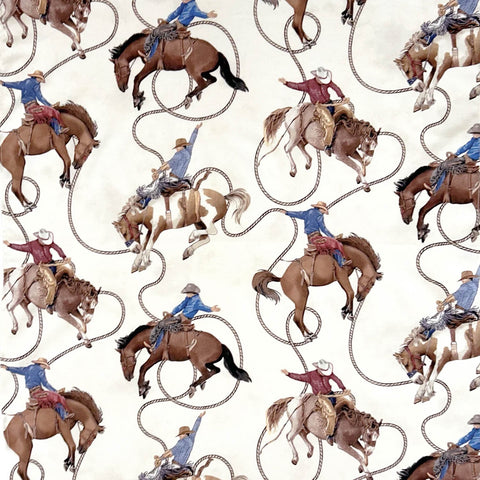 Rockmount Unisex Broncs and Rope Western Ivory 100% Cotton Bandana