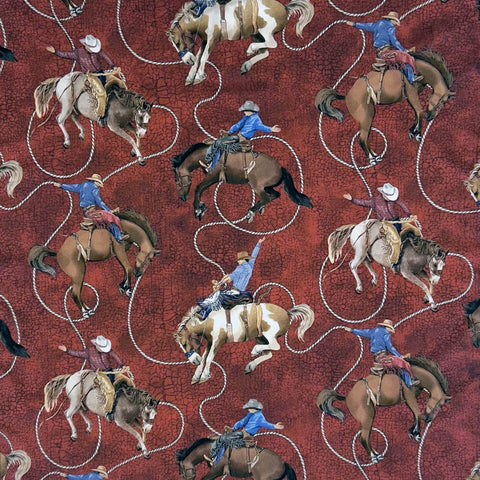 Rockmount Unisex Broncs and Rope Western Red 100% Cotton Bandana