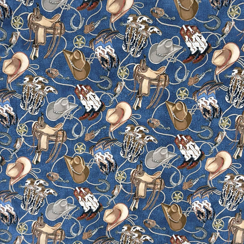 Rockmount Unisex Boots Hats and Saddles Western Blue 100% Cotton Bandana