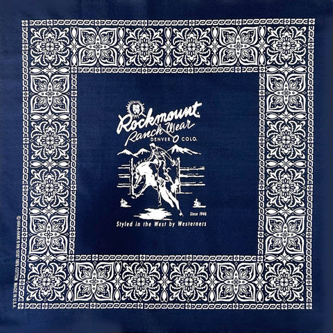 Rockmount Unisex Bronc Rider Navy 100% Cotton Bandana