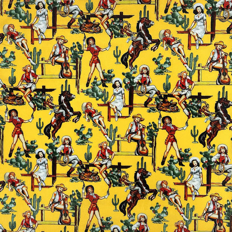 Rockmount Unisex Vintage Cowgirls Western Yellow 100% Cotton Bandana