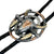 Rockmount Mens Steer Skull with Feathers Tri-Color Metal Bolo Tie