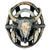 Rockmount Mens Steer Skull with Feathers Tri-Color Metal Bolo Tie