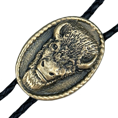 Rockmount Unisex Oval Buffalo Head Western Metal Brass Bolo Tie