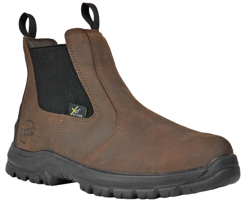 Hoss Boots Mens Snip Chelsea Met-Guard Brown Leather Work Boots 11.5 2E