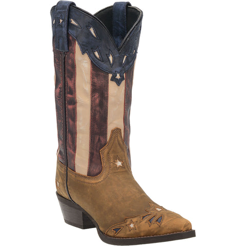Laredo Womens Keyes Cowboy Boots Leather Tan/Multi