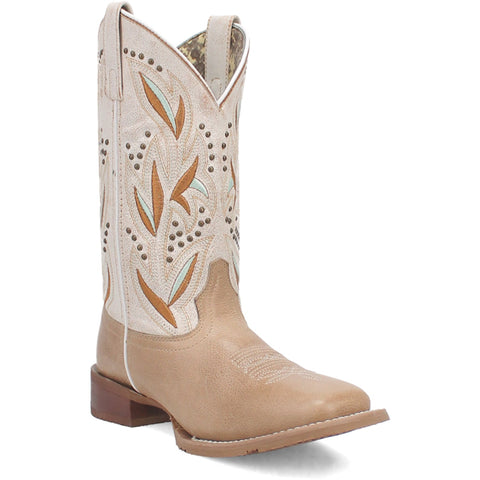Laredo Womens Lydia Sand/White Leather Cowboy Boots 10 M
