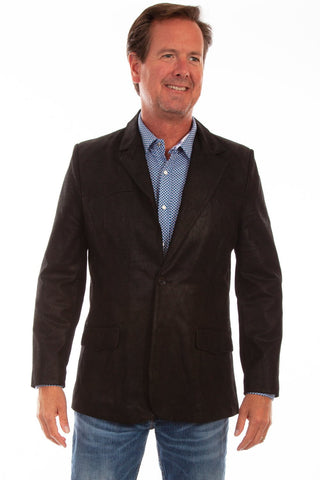 Scully Mens Black Leather Western Blazer 42L