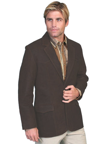 Scully Leather Mens Western Sportcoat Blazer Jacket Button Front Brown 46