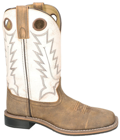 Smoky Mountain Womens Drifter Antique White/Brown Leather Cowboy Boots 10M