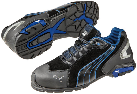 Puma Safety Blue/Black Mens Leather Rio Black CT Oxford Work Shoes 9 M
