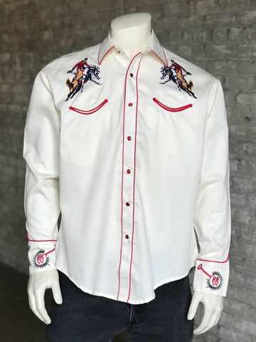 Rockmount Mens Ivory 100% Cotton Vintage Bronc L/S Shirt